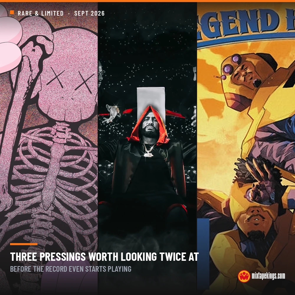 Clipse Let God Sort Em' Out, DJ Drama I'm Really Like That, and De La Soul Cabin in the Sky Marvel variant album covers side by side